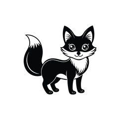 Fototapeta premium cute fox silhouette, on white background