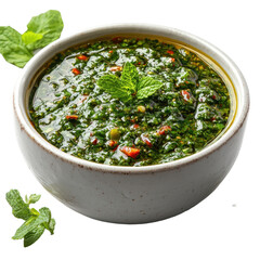 Fresh mint chutney PNG green sauce PNG herbal dip PNG spicy condiment PNG Indian cuisine PNG homemade relish PNG transparent background