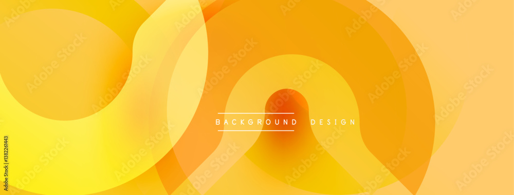Poster Bright orange, yellow layers create abstract design. Smooth gradients, overlapping shapes suggest movement, warmth. Minimalist aesthetic, modern feel.
