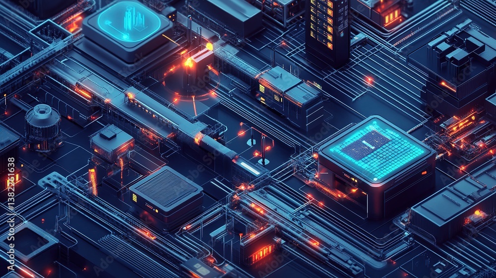 Aufkleber smart manufacturing with real-time data monitoring.