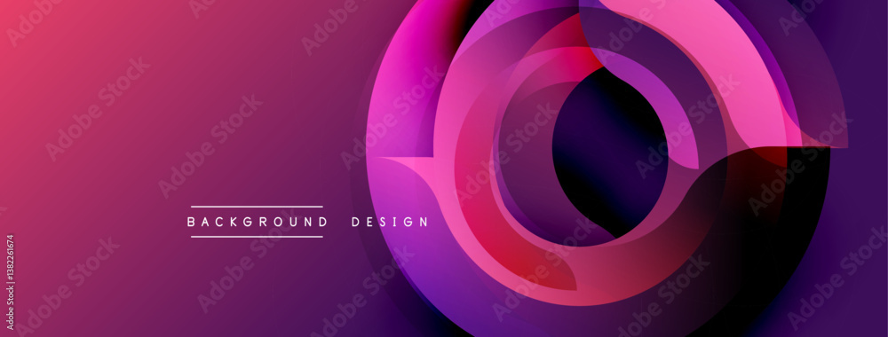 Poster purple abstract design. concentric circles, vibrant gradients, modern aesthetic. smooth transitions,