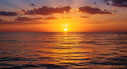 Obraz premium Ocean's Golden Farewell AI Generated