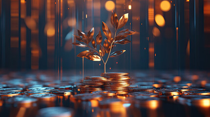 3D Financial Growth Isolated Transparent Png Background Finance Business Investment Success