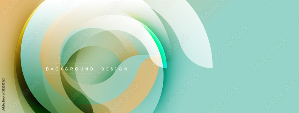 Leinwandbilder abstract design. overlapping circles, green, gold, white. smooth gradients create modern aesthetic. 