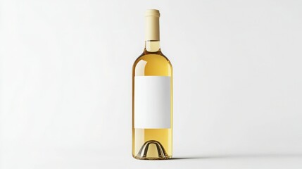 A bottle of white wine with a blank label, ready for your design.