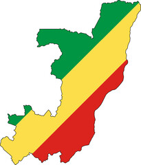 Fototapeta premium Republic of the Congo flag on the map illustration vector with transparent