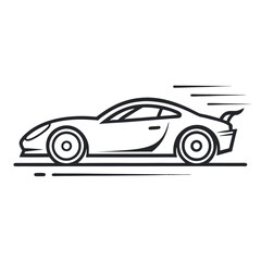 sport-car-run-icon-line-art-on-white-background 