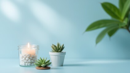 Serene Spa Still Life with Succulents and Candle