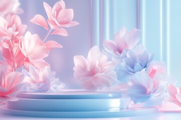 Beautiful flowers on a pedestal with dreamy and soft ambiance