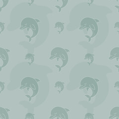 Dolphin pattern, nature, fabric pattern, animal, nature, art, lines, green, fish