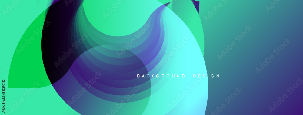 Poster Abstract vibrant design. Overlapping circles create dynamic composition. Gradient colors blend smoothly. Modern aesthetic for digital projects.