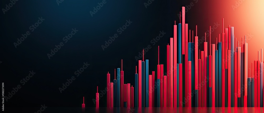 Poster a colorful, abstract visual representation of bar graphs, suggesting data analysis and financial tre