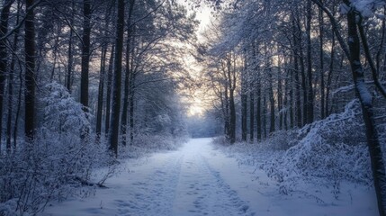 Fototapeta premium The peaceful silence of a snowy forest