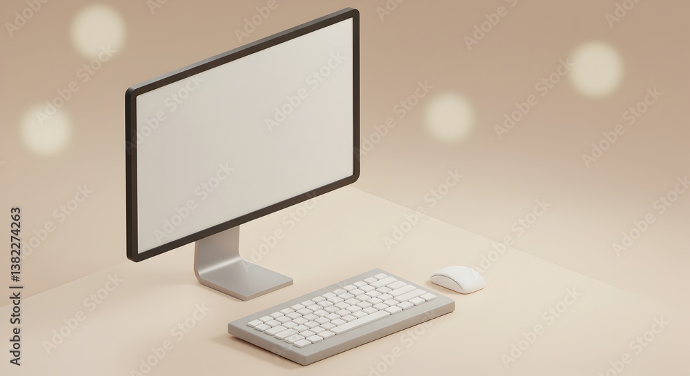 Aufkleber modern minimalist computer desktop setup clean workspace mockup