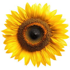 Fototapeta premium Vibrant yellow sunflower blossom isolated transparent background perfect for floral designs summer themes