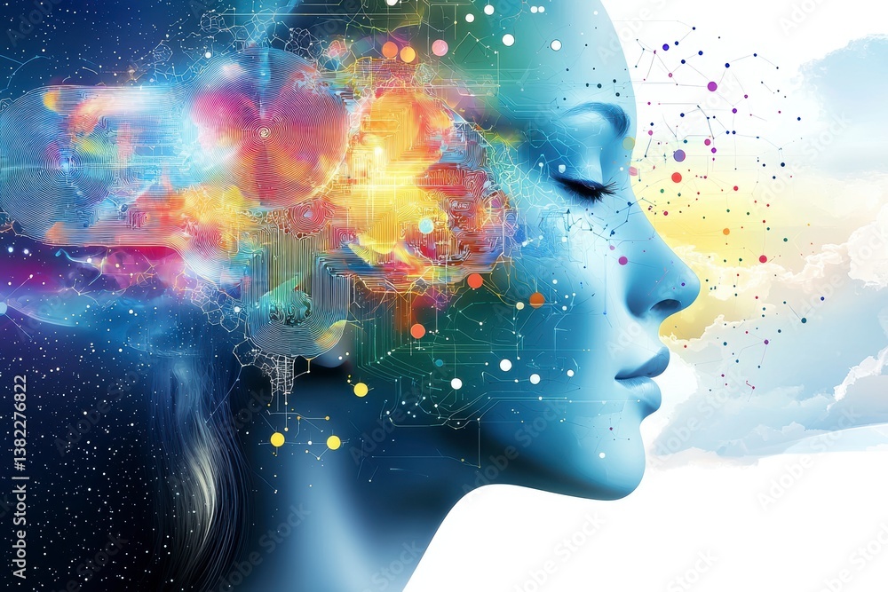 Poster exploring human emotions through artistic visualization creative studio digital art abstract environ