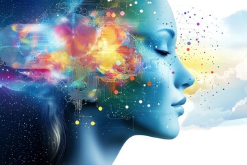 Exploring human emotions through artistic visualization creative studio digital art abstract environment side profile view