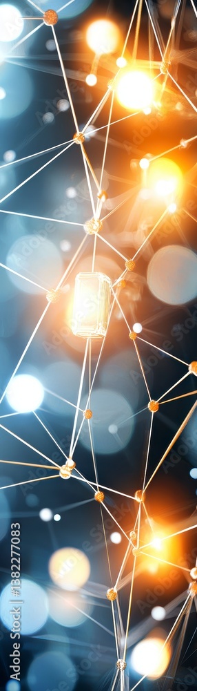 Poster illuminating connections abstract network patterns digital space graphic design vibrant environment 