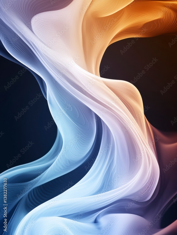 Poster flowing abstract patterns digital art colorful waves modern design creative perspective visual conce