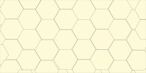 Abstract pattern with hexagonal yellow and gray technology line paper background. geometric mesh cell texture. modern futuristic  vector surface grid  tile and mosaic background