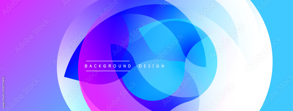 Poster abstract vibrant design. overlapping circles create dynamic composition. purple, blue, white gradien