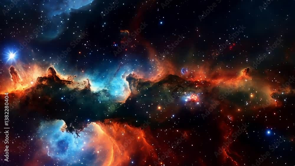 Wall mural spectacular outer space nebula display, cosmic galaxy with stars and colorful clouds