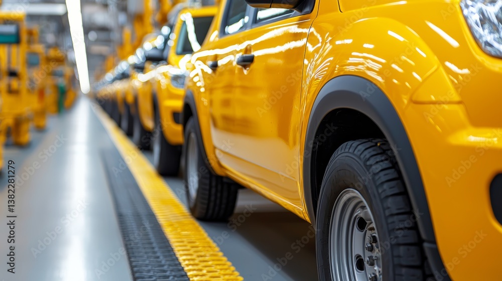 Poster efficient logistic and supply chain processes in automotive manufacturing factory environment photog