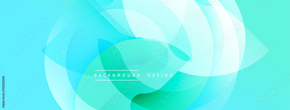 Aufkleber Abstract design. Smooth gradients, overlapping circles create dynamic visual effect. Cool turquoise, teal hues dominate composition. Modern, minimalist aesthetic.