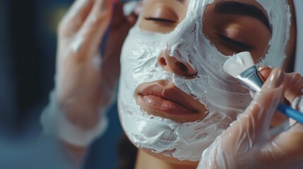 Cosmetic facial treatment application with a delicate brush for radiant skin