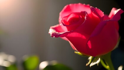 close up of a pink rose with water droplets on it