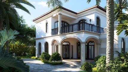 Fototapeta premium Realistic Close Up of a Contemporary Home's Stunning Front Exterior