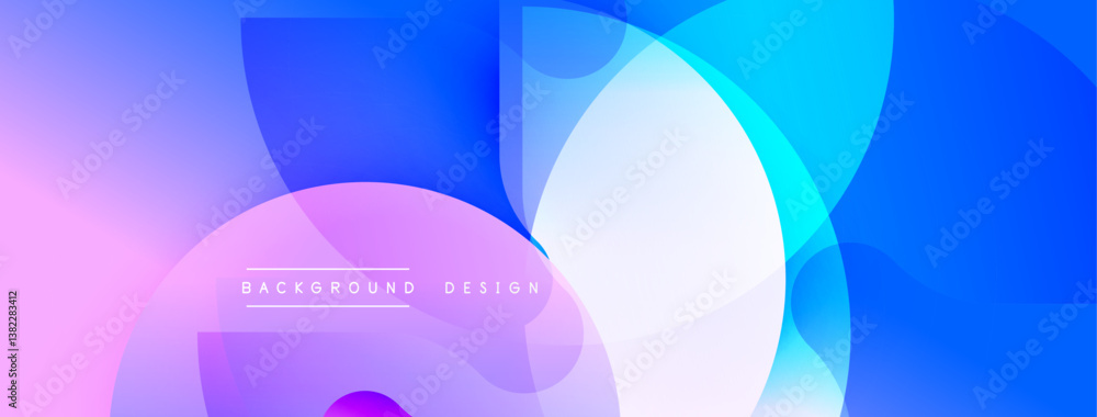 Poster abstract design. overlapping circles create vibrant gradient effect. blue, purple, pink hues blend s