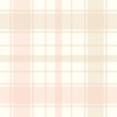 Seamless beige and pastel pink tartan plaid pattern on a white background. Classic Scottish checkered textile for fabric, wrapping paper, scrapbooking, and digital backgrounds.