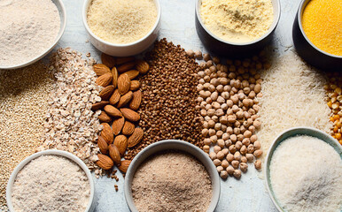 Assortment of gluten free flour.