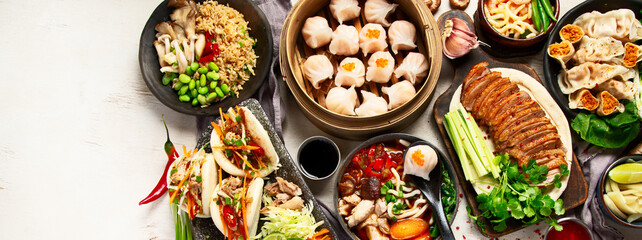 Assorted dishes of traditional Chinese cuisine.