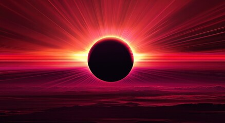 A celestial event of a solar eclipse in a vibrant color scheme