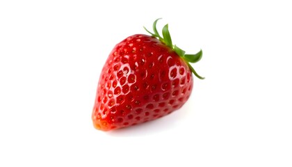 close up of a strawberry on a white background