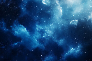 Observing Starry Night Sky with Deep Blue Clouds and Stellar Dust