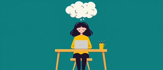 Focus mindset illustration with deep work and mindfulness productivity concepts