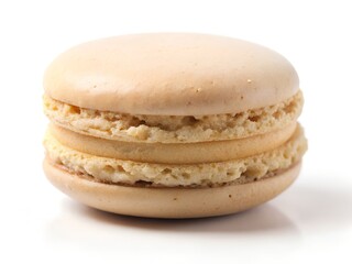 A delicate beige macaron, a sweet treat promising delightful flavors and textures, a perfect...