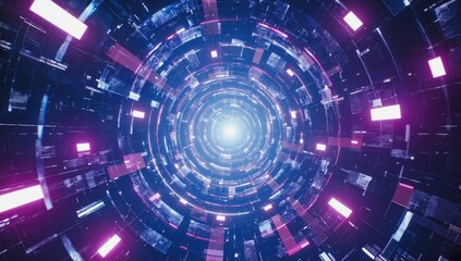 Obraz premium Futuristic tunnel, vibrant colors