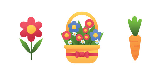 Flat easter element collection
