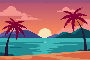 Fototapeta premium tropical beach with palm trees