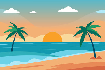 Fototapeta na wymiar tropical beach with palm trees
