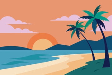 Obraz premium tropical beach with palm trees