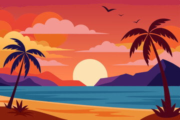 tropical beach with palm trees