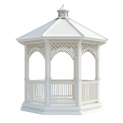 Fototapeta premium a white gazebo with a roof isolated on transparent background