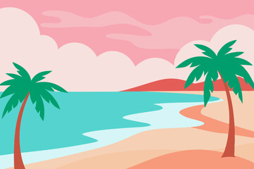 Obraz premium tropical beach with palm trees