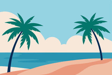 Obraz premium tropical beach with palm trees