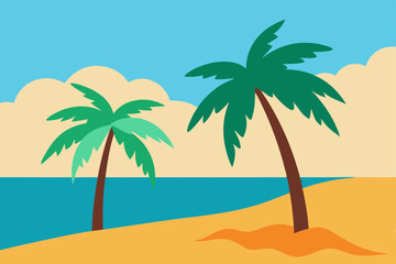 Obraz premium tropical beach with palm trees